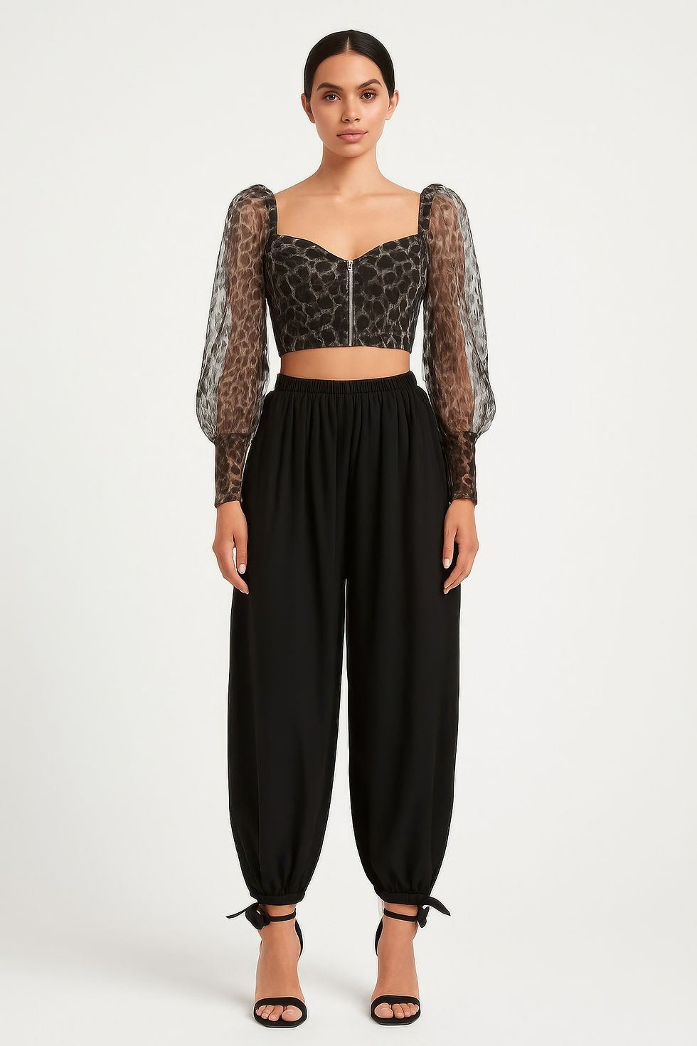 Thumbnail: Sheer Leopard Print Crop Top