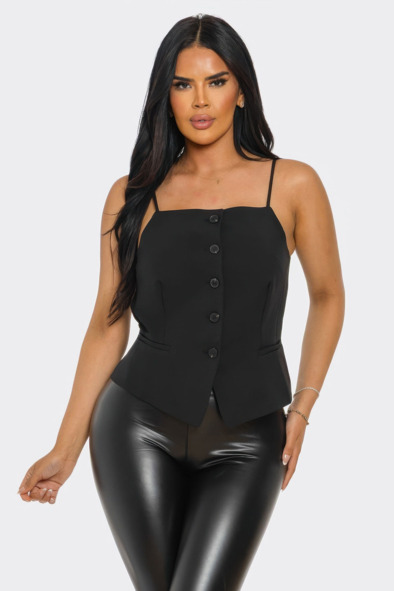 Ivory Chic Button-up Corset Top