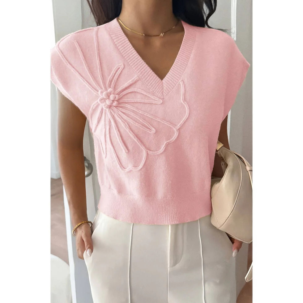 Thumbnail: Solid V Neck Sleeveless Knit Loose Vest