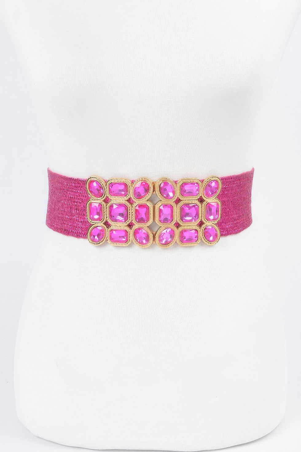 Thumbnail: Multi Stone Metallic Straw Stretch Belt