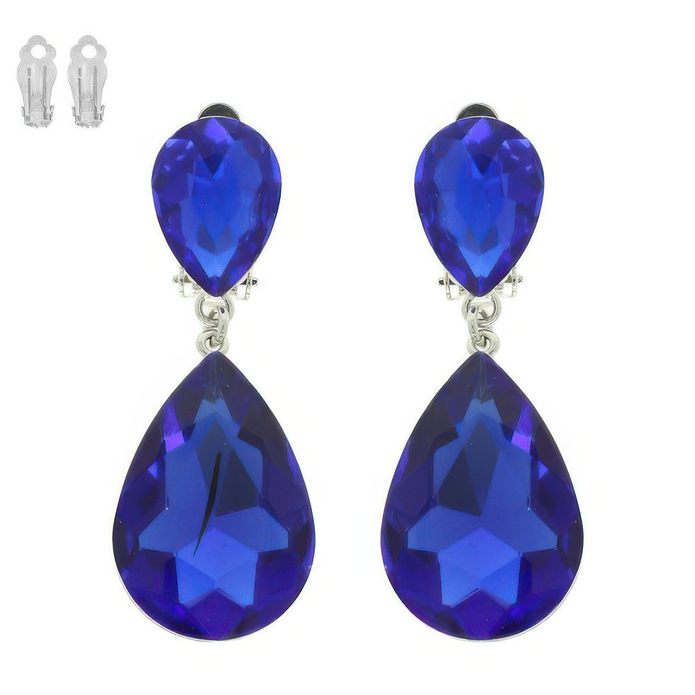 Thumbnail: Teardrop-cut Crystal Clip On Earrings