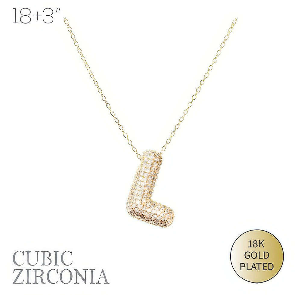 Thumbnail: 18k Gold Plated Cz Pave Bubble Letter Necklace