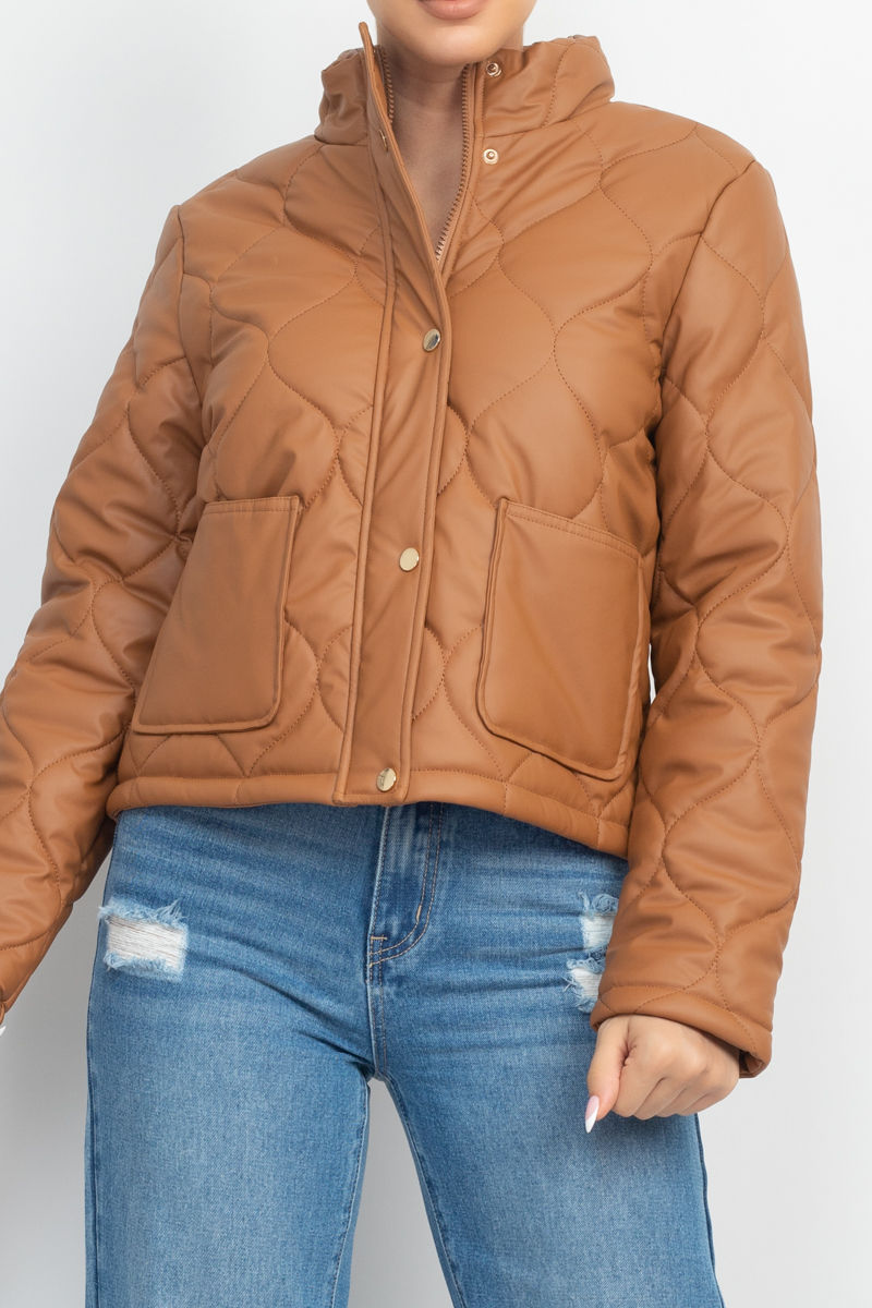 Thumbnail: Mock Neck Quilted Jacket
