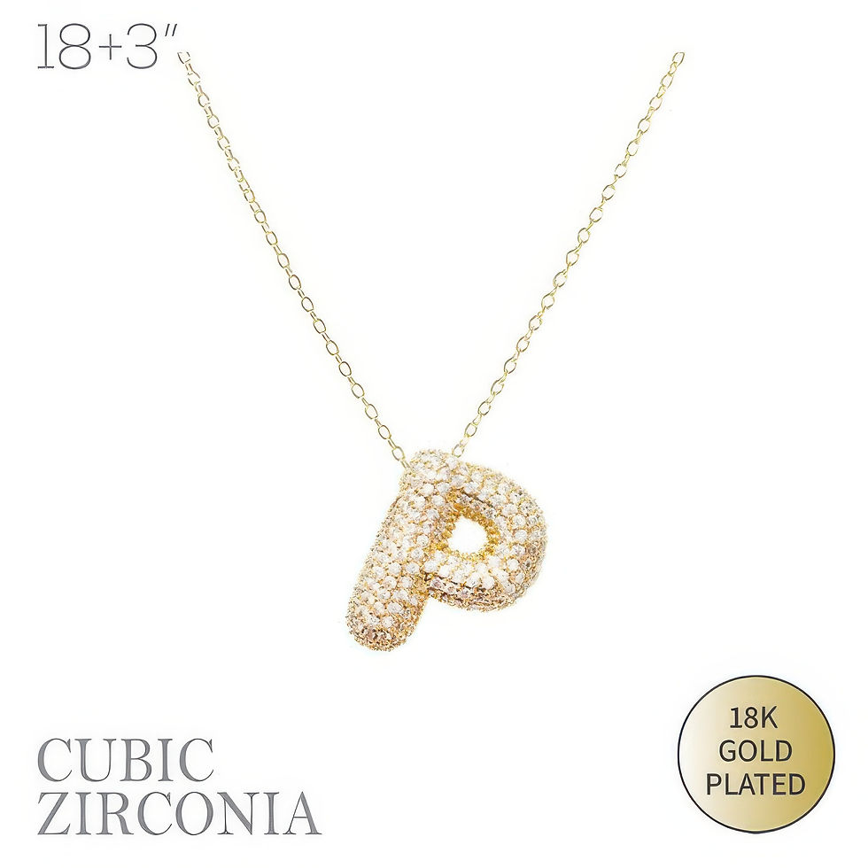 Thumbnail: 18k Gold Plated Cz Pave Bubble Letter Necklace