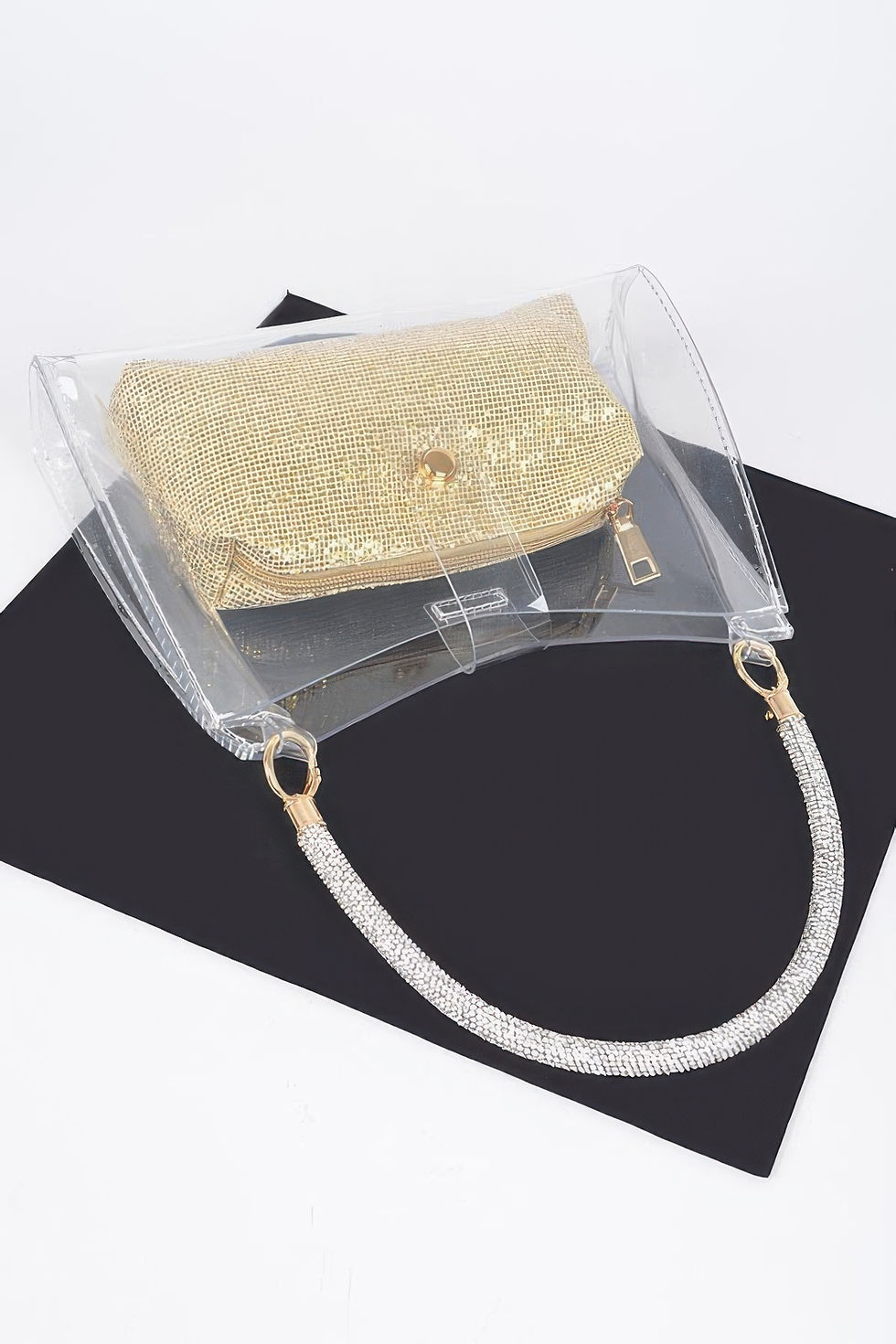 Thumbnail: Clear Small Hobo Bag W/rhinestone Handle