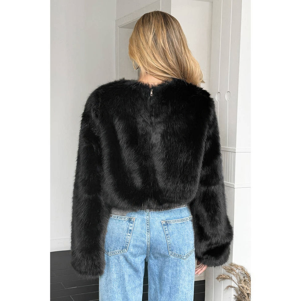 Thumbnail: Solid Faux Fur Back Hide Zipper Pullover Coat