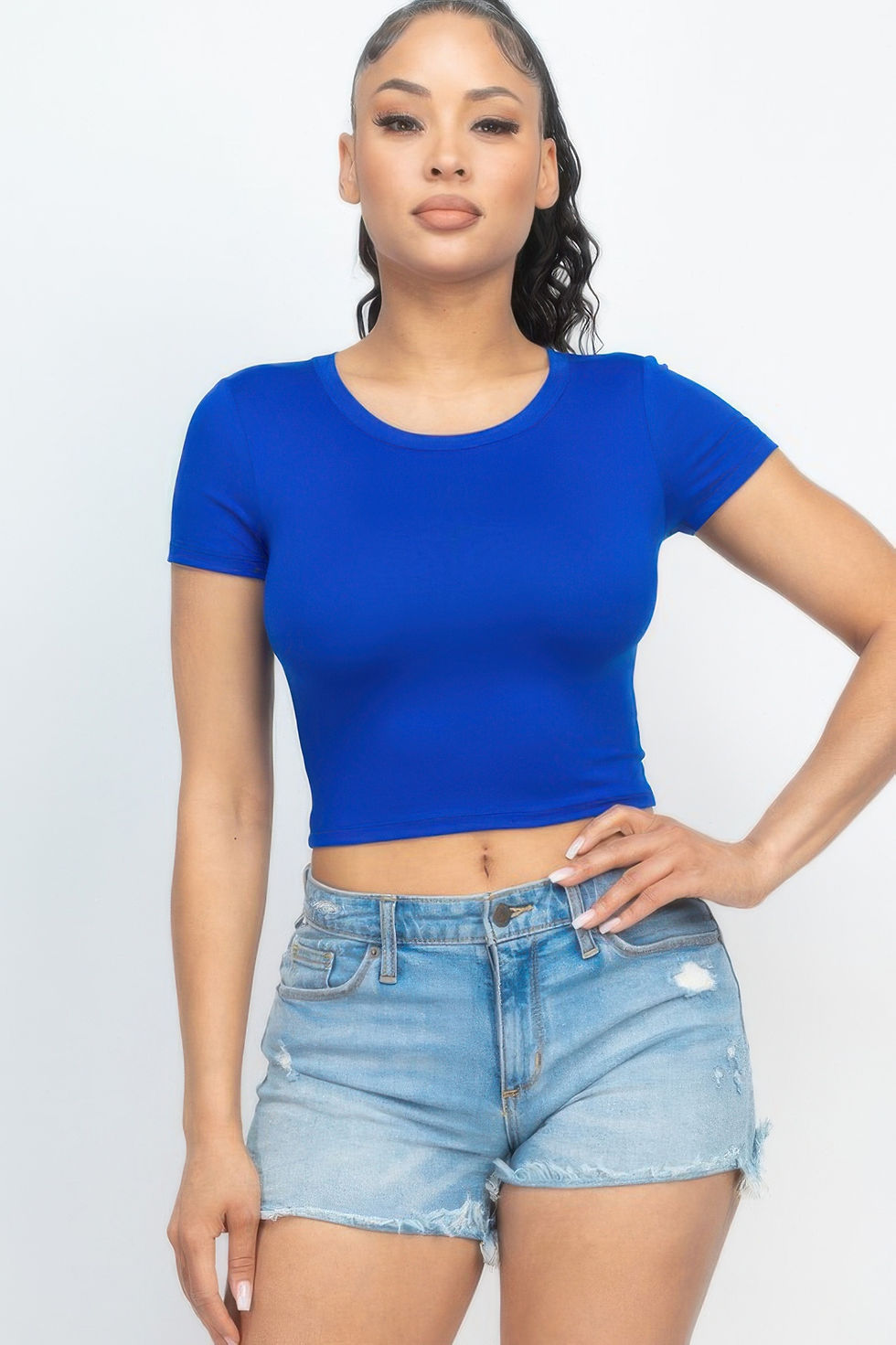 Thumbnail: Short Sleeve Roundneck Crop Top