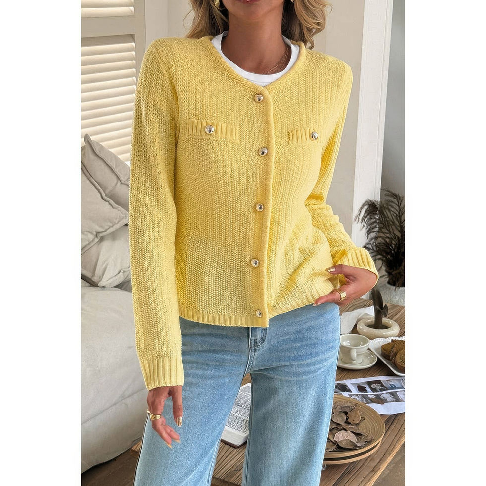 Thumbnail: V Neck Cropped Long Sleeve Texture Knit Sweater