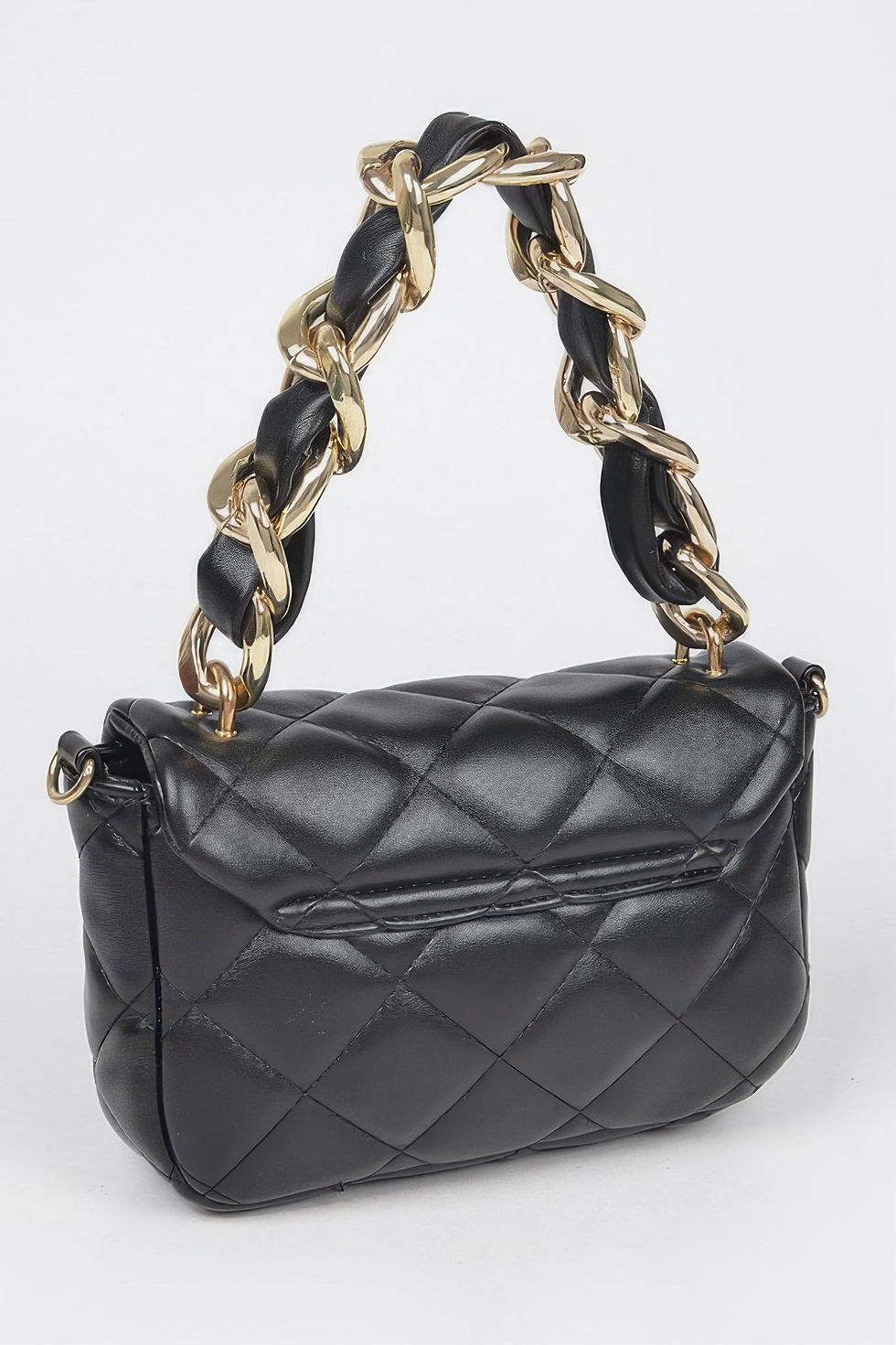 Thumbnail: Quilted Faux Leather Chain Flap Bag