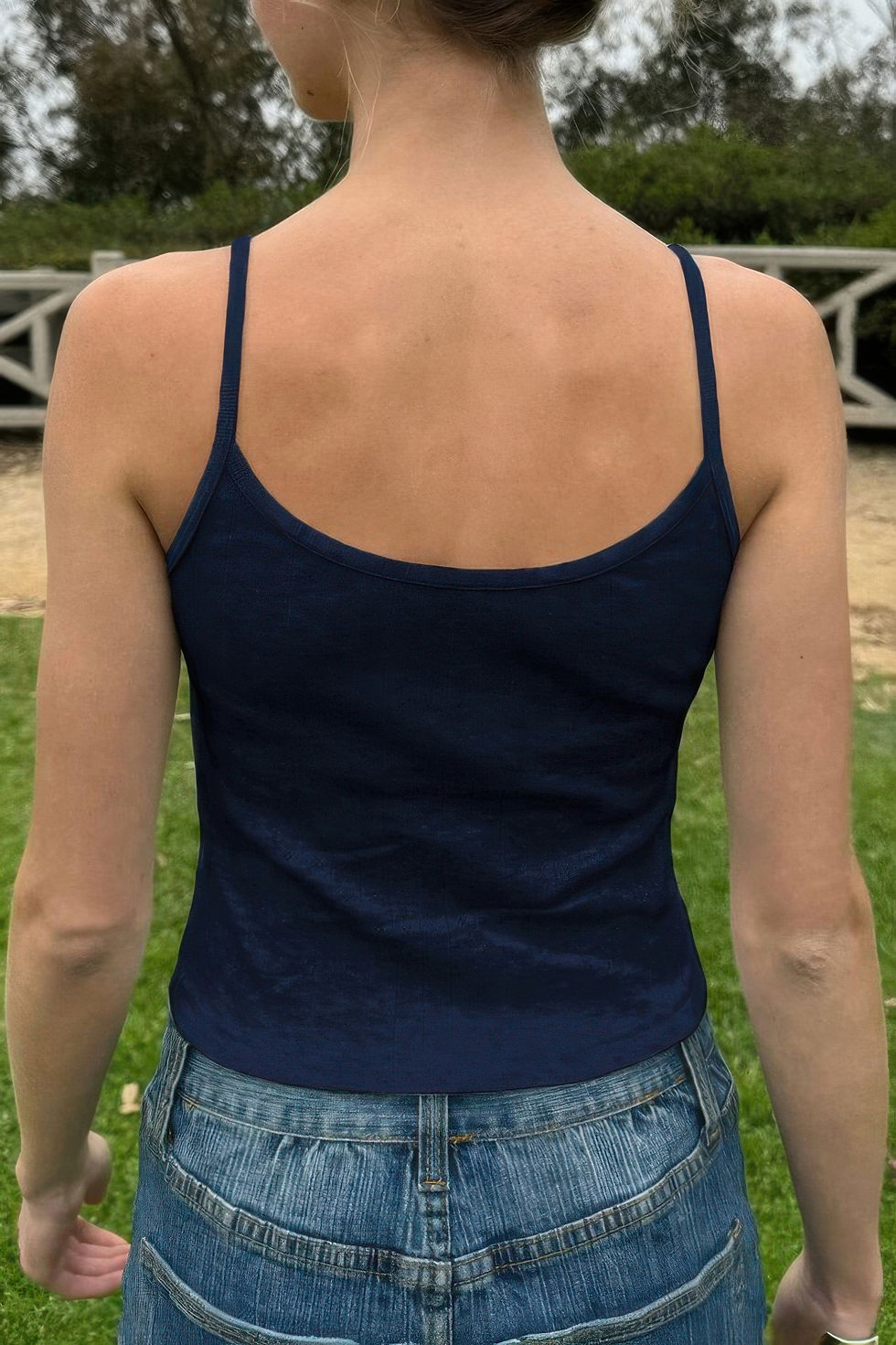 Thumbnail: Solid Sleeveless Fit Low Back Tank Tee