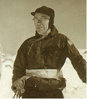 vintage photo of a man in a snowy landscape