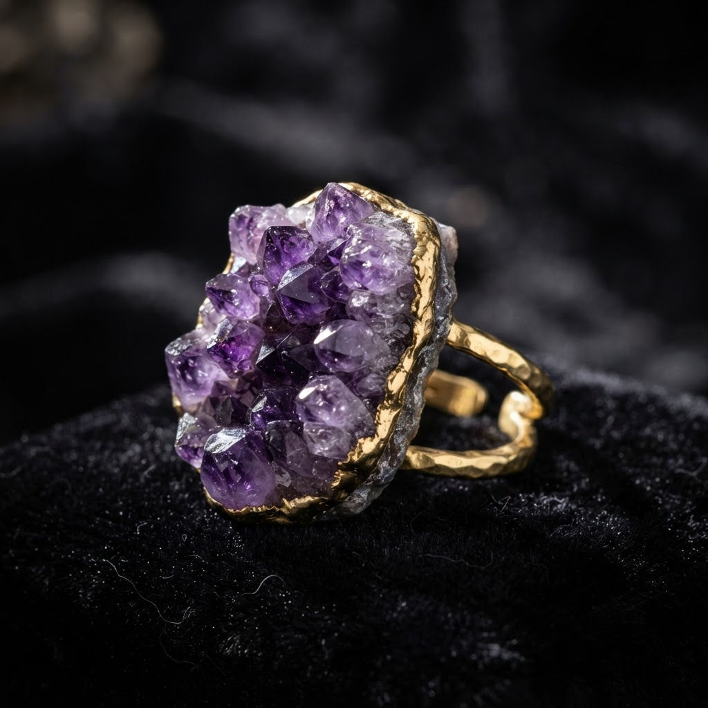 Gaia Raw Amethyst Geode Ring