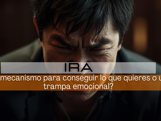 Una persona estallando en ira, con el rostro tenso y las manos levantadas en señal de frustración. El fondo es neutro para resaltar la expresión intensa. Sobre la imagen aparece el título en letras grandes: “IRA: La emoción que te inmoviliza”, y debajo el subtítulo: “Descubre por qué la rabia nunca cambia a los demás y cómo transformarla en libertad emocional”.