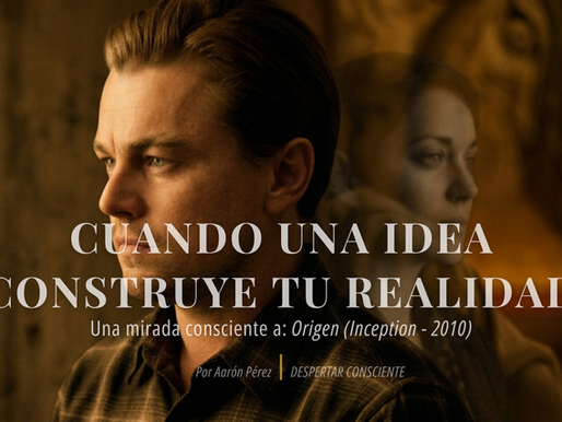 Portada del artículo “Cuando una idea construye tu realidad”, con un retrato de Dominic Cobb y la proyección de Mal, representando la culpa, el duelo y la construcción interna de la realidad en Inception (2010).