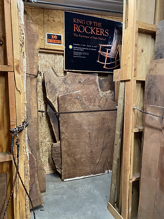 Claro Walnut Slabs in Woodshed