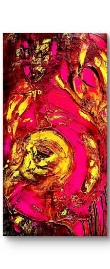 Abstract painting made with plaster and acrylic on wood, featuring dense layered surfaces and chromatic saturation, from the series Chromatic Overload.