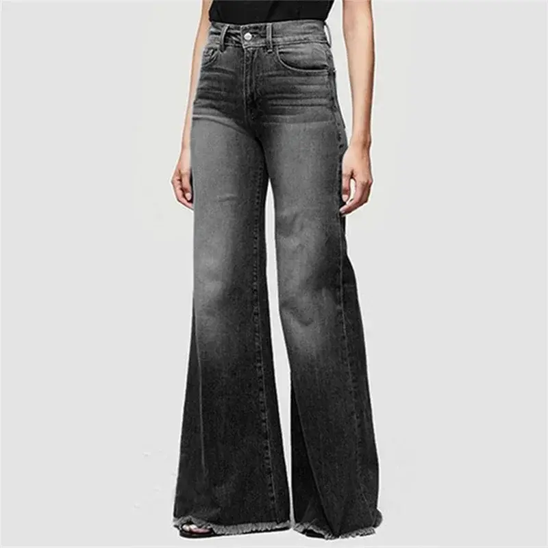 Thumbnail: Mid Waist Flared Jeans Women Elegant Commuter Denim Pants Ladies Comfortable Cas