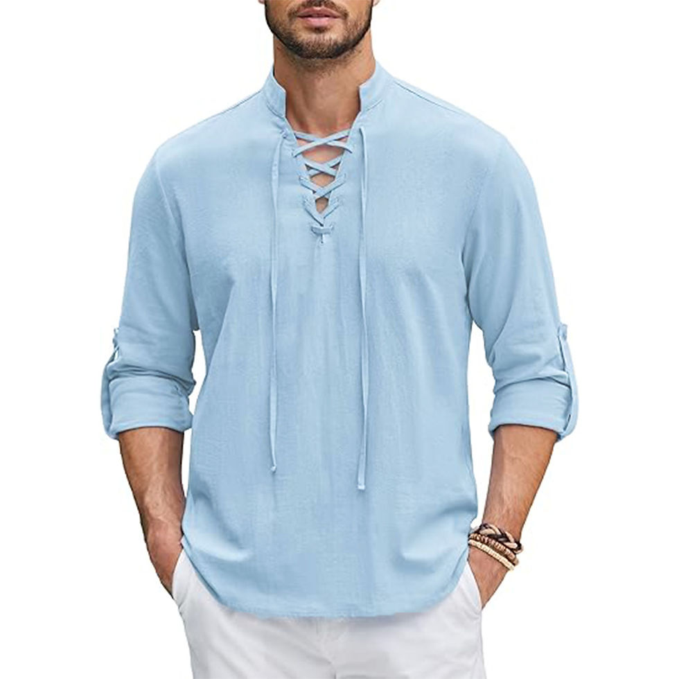 Thumbnail: Men's Renaissance Shirt Pirate Medieval Viking top Cotton Linen Shirts Men Long 