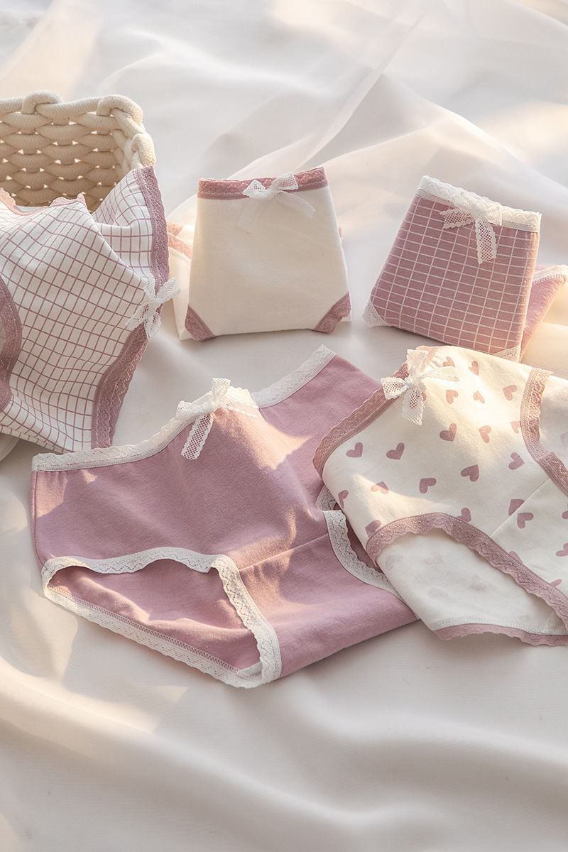 Thumbnail: 5Pcs/Lot Cute Love Cotton Panties For Women Underwear Print Panty Girls Briefs B