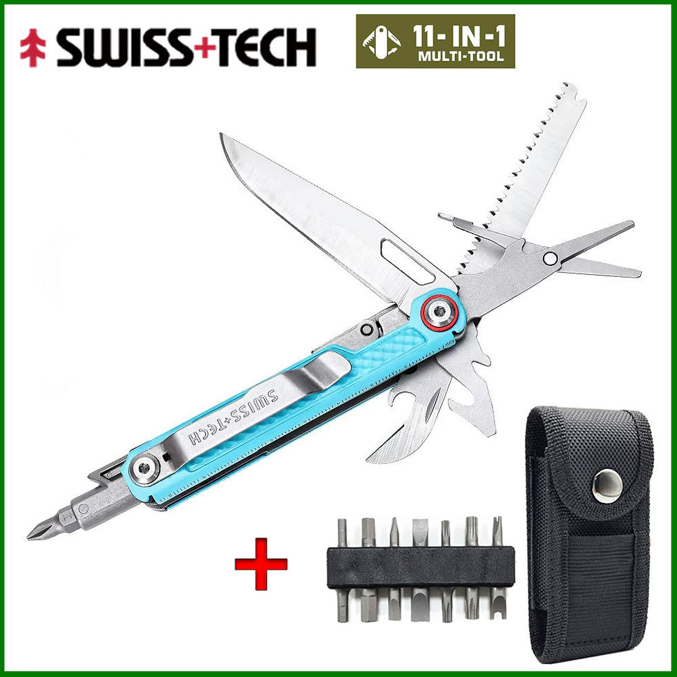 Thumbnail: SWISS TECH 11 in 1 Multitool EDC Outdoor Survival Multi-function Tools with Scis