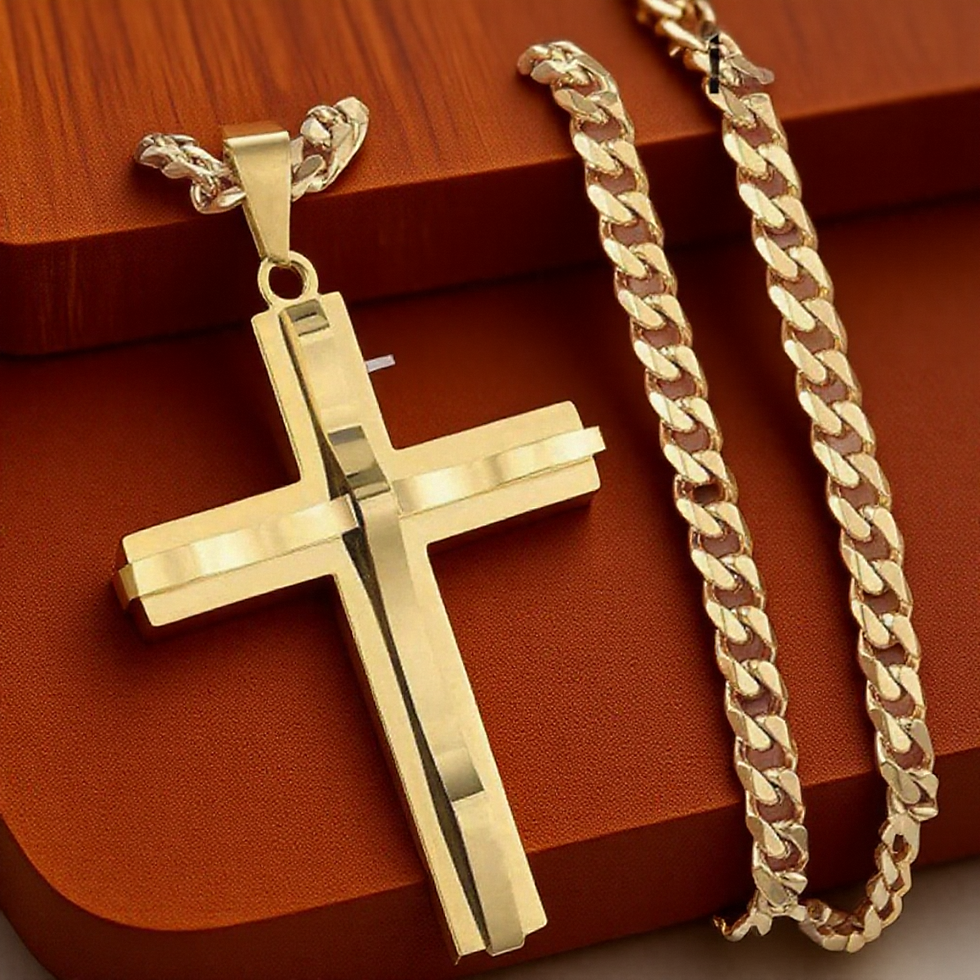 Thumbnail: Men's Cross Pendant Necklace Fashion Hip-hop Jewelry Accessories Stylish Design 