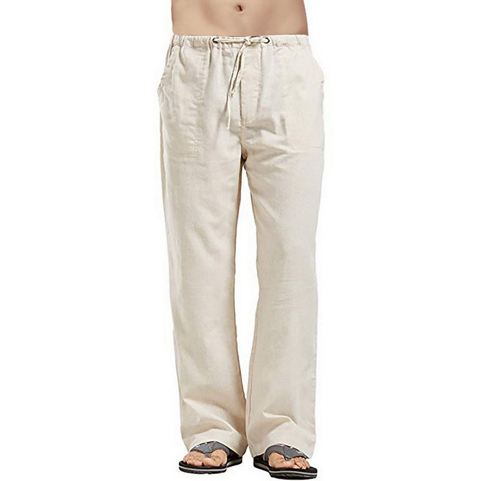 Thumbnail: 2022 Cotton Linen Trousers for Men Wide Leg Pant Breathable Summer Pants Fitness
