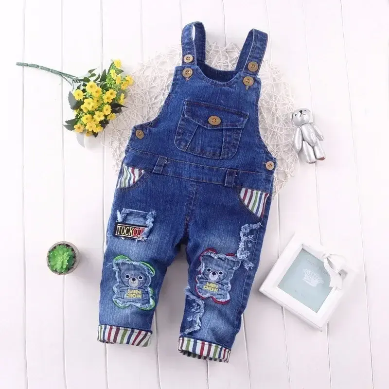 Thumbnail: DIIMUU Kids Clothing Jumper Baby Toddler Boys Bib Pants Girls Denim Clothes Over