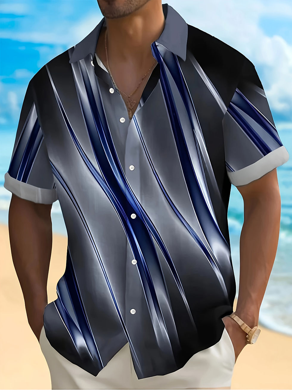 Thumbnail: Hawaiian Fun Shirt Men 3d Printed Summer Loose Hawaiian Beach Top Casual Short-s