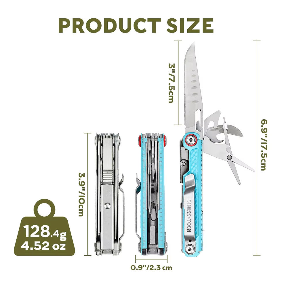 Thumbnail: SWISS TECH 11 in 1 Multitool EDC Outdoor Survival Multi-function Tools with Scis