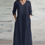 Thumbnail: Cotton Linen Loose Long Dresses For Women 2024 Spring Autumn New Casual Half Sle