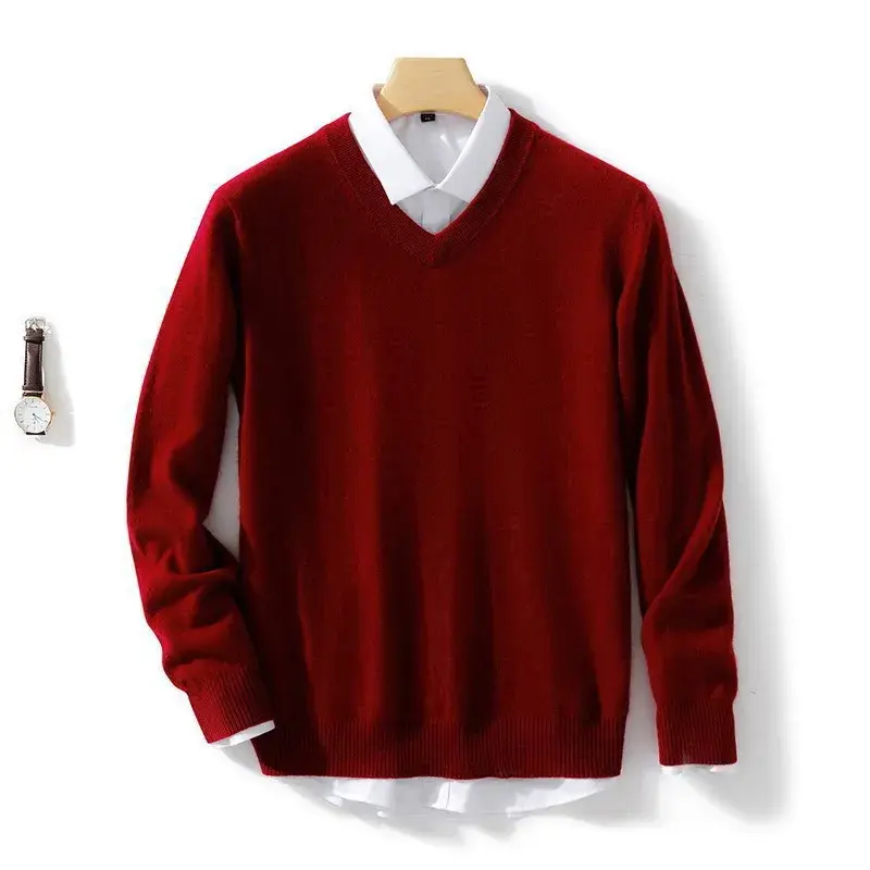 Thumbnail: Wool Men's Sweaters V-neck Pullovers Cashmere Knitting Hot Sale Spring Autumn Sw