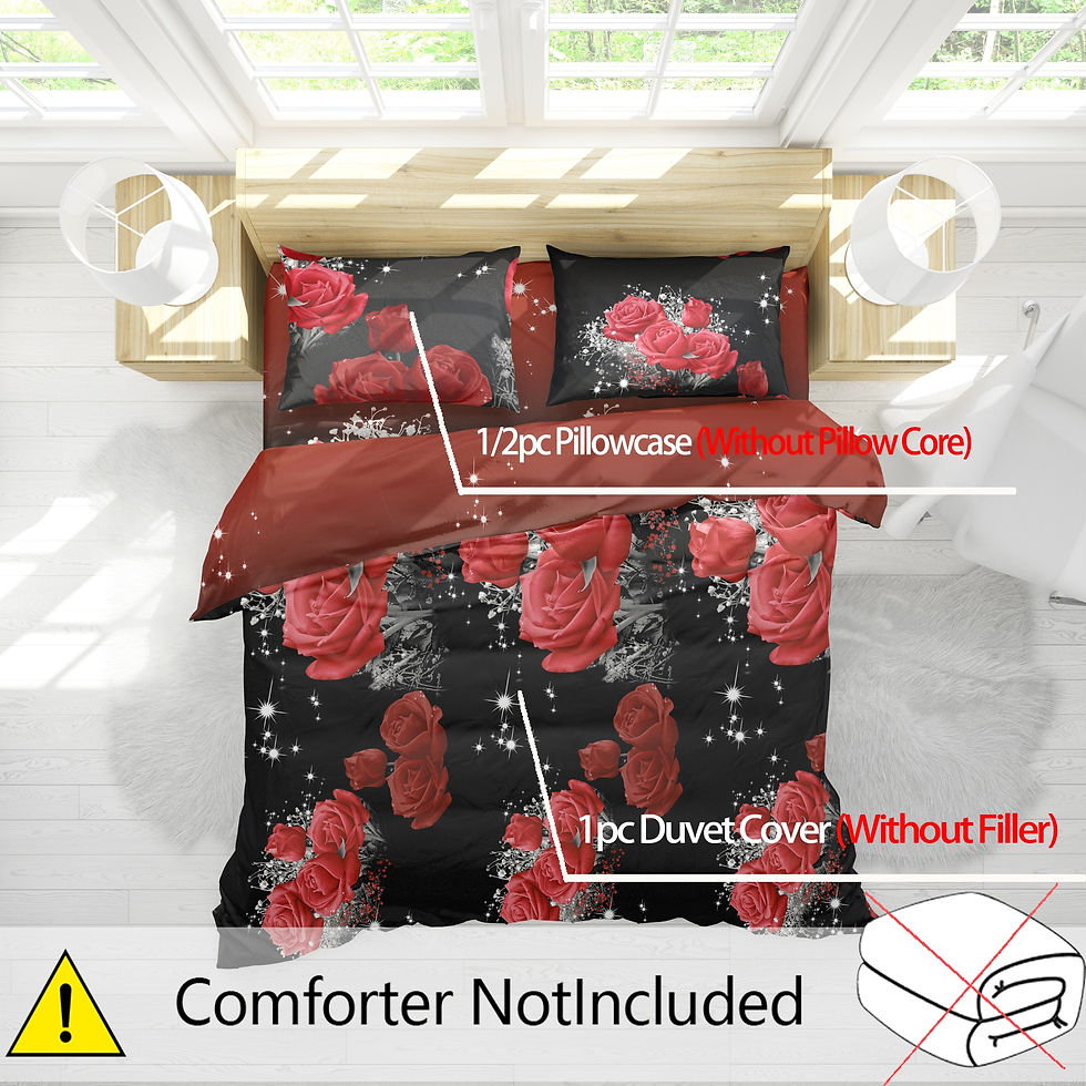 Thumbnail: 2/3pcs Red Rose Print Bedding Set, Bedroom Decor Duvet Cover With Pillowcases Se