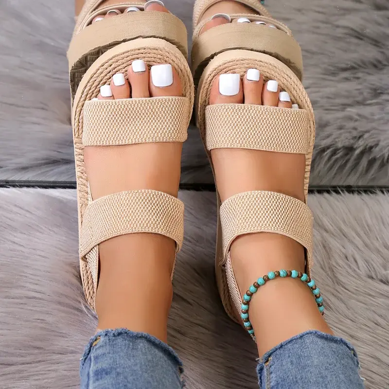 Thumbnail: New Minimalist Slingback Wedge Sandals Outdoor Summer Lightweight Slides Solid C