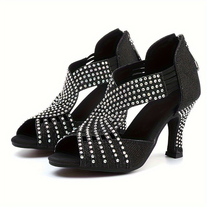 Thumbnail: Black Color Rhinestone High Heels, Sexy Beautiful Fashion Women's Shoes, Sandals