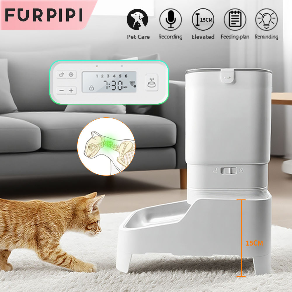 Furpipi 4.5L Automatic Pet Feeder Smart Auto Dog & Cat Food Kibble Button Versio
