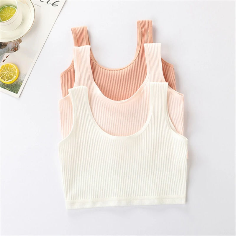 Thumbnail: Soft Cotton Children Girls Underwear Kids Girl Solid Color Vest Bra Tank Top Cro