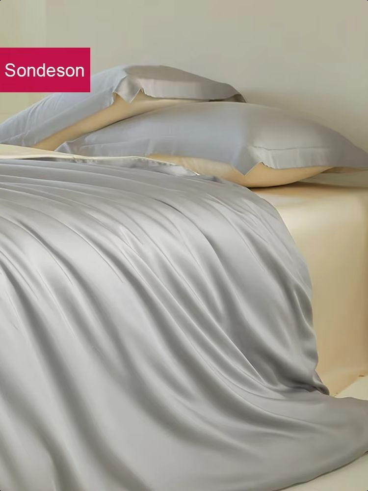Sondeson Nature 100% Silk Bedding Set Healthy Skin Gray Cream Double Queen King