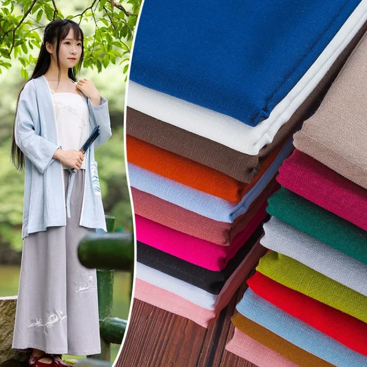 Thumbnail: Cotton and Linen Clothing Fabric Summer Linen Artificial Ramie Slub Cotton Cloth