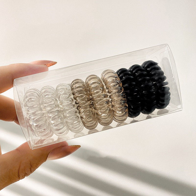 Thumbnail: 9 Pcs Spiral Hair Ties No Crease, Coil Hair Ties, Phone Cord Hair Ties, Women Po