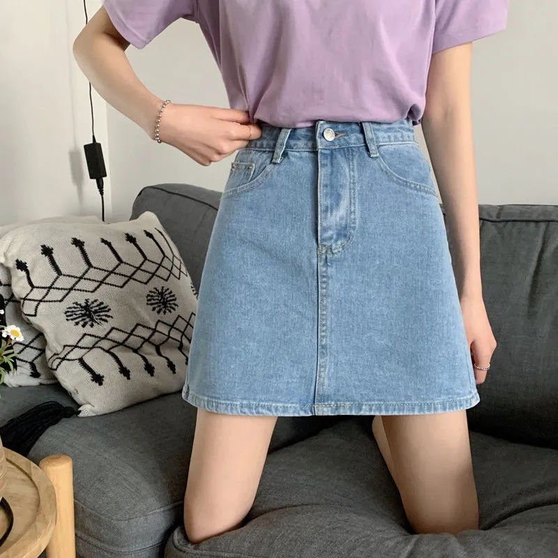 Thumbnail: Women Denim Skirts New 2024 Fashion Solid Color Summer Autumn Mini Skirts High W