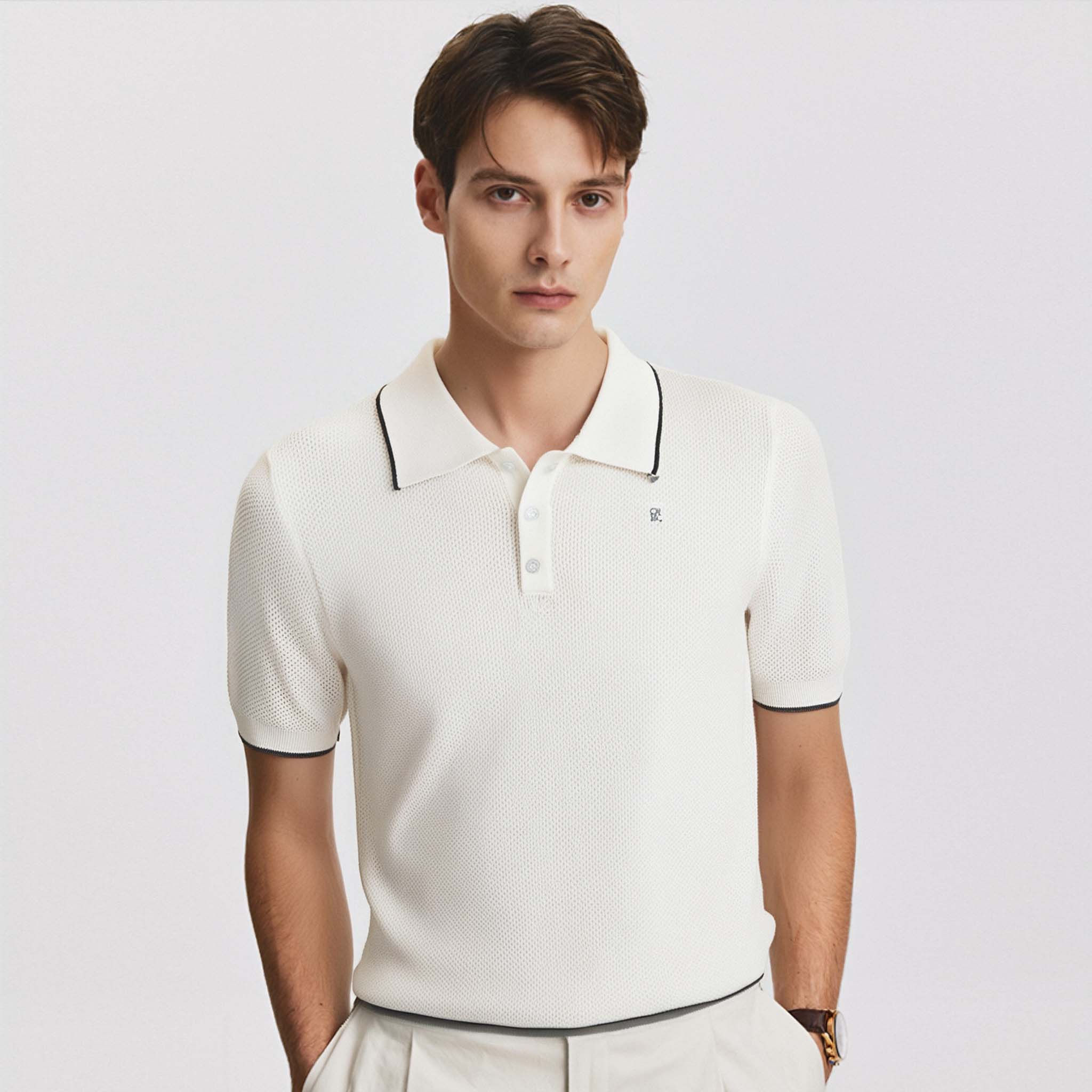 New Mens Polo Shirts Cotton Mens Casual Short Sleeve Tops Knitted Embroidery Sof
