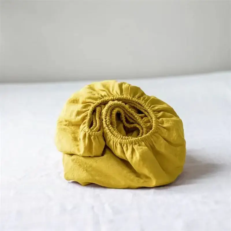 Thumbnail: 100% Linen Fitted Bed Sheet Mattress Cover Natural Washed French Flax Soft Natur