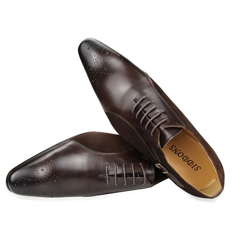 Thumbnail: Mens Dress Shoes Wedding Man Shoe Cow Leather Genuine Luxury Fashion Brogue Hand