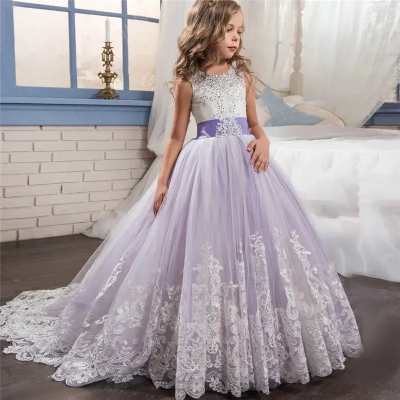 Thumbnail: Girls Formal Dress Long Bridesmaid Kids Dress For Girls Teen Children Princess P