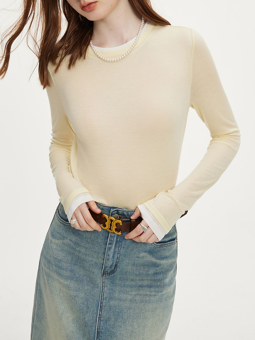 Thumbnail: FSLE 19.1% Wool Women Long Sleeve Top Soft Thin Sweater For Women Slim Autumn Of
