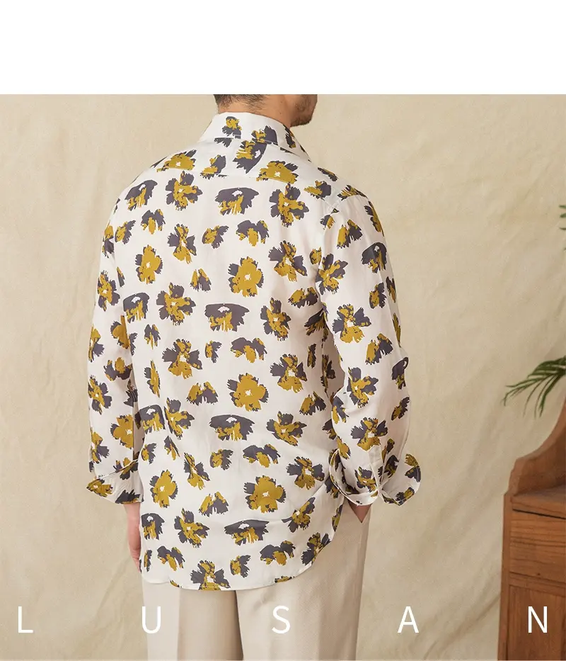 Thumbnail: Linen Lyocell Casual Breathable Printed Long-Sleeved Shirt Beach Vacation Gentry