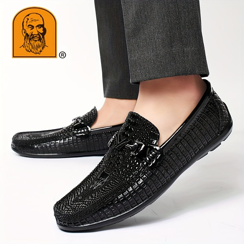 Thumbnail: Men's Textured Moc Toe Loafer Shoes, Comfy Non-slip Slip On Shoes, Men's Shoes, 