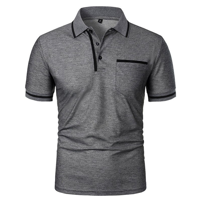 Thumbnail: New Men's Short Sleeve Polo Shirts Solid Color Casual T-shirt Summer Trendy Brea