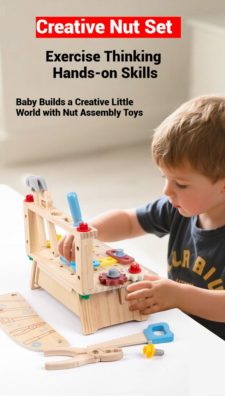 Thumbnail: Tool Bench for Kids Toy Play Workbench Wooden Tool Bench Workshop Workbench with