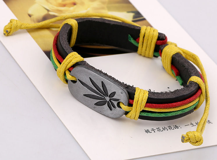 Thumbnail: New Fashion Jamaica Style Handmade Woven Leather Bracelet Women Men's Accessorie